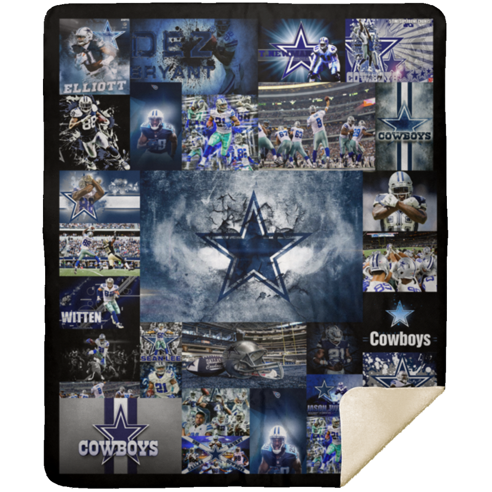 Dallas Cowboys Quilt Fleece Sherpa Throw Blanket for Bedroom Sofa - MSHM Premium Mink Sherpa Blanket 50x60