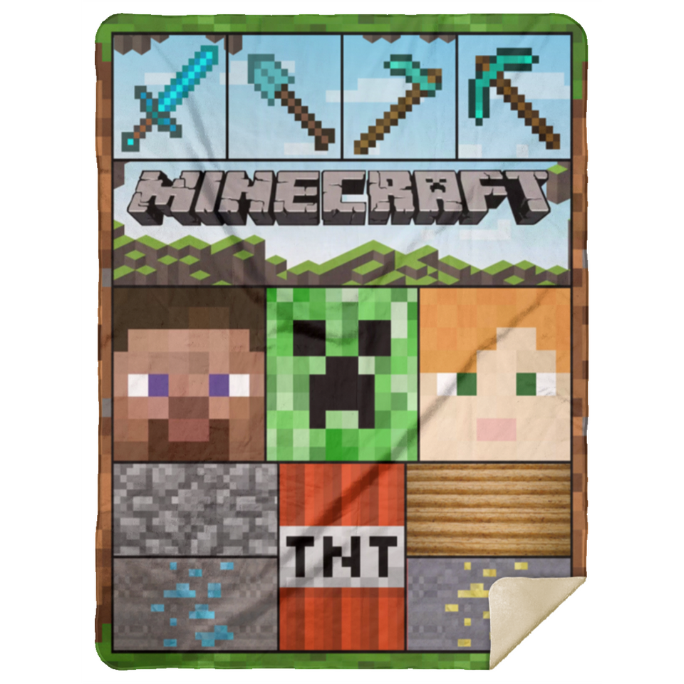 Minecraft 1 Blanket Quilt Supersoft Fleece Sherpa for Bedroom Living Room - MSHL Premium Mink Sherpa Blanket 60x80