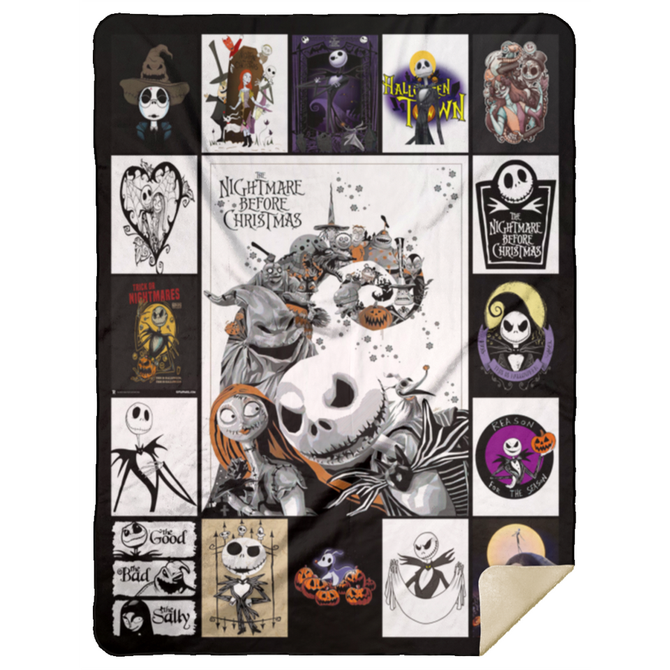 The Nightmare Before Christmas Blanket Funny Halloween Gift Quilt Fleece Sherpa - MSHL Premium Mink Sherpa Blanket 60x80