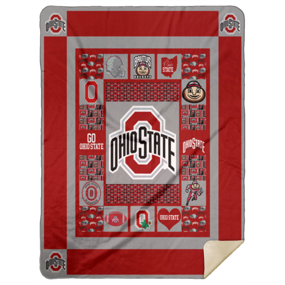 Ohio State Buckeyes Blanket, Ohio State Buckeyes Quilt, Fleece Sherpa Quilt Supper Soft Lightweight - MSHL Premium Mink Sherpa Blanket 60x80