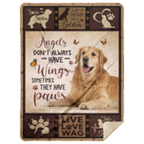 Golden Retriever Blanket, Angels Don't Always Have Wings Fleece, Sherpa Blanket MSHL Premium Mink Sherpa Blanket 60x80