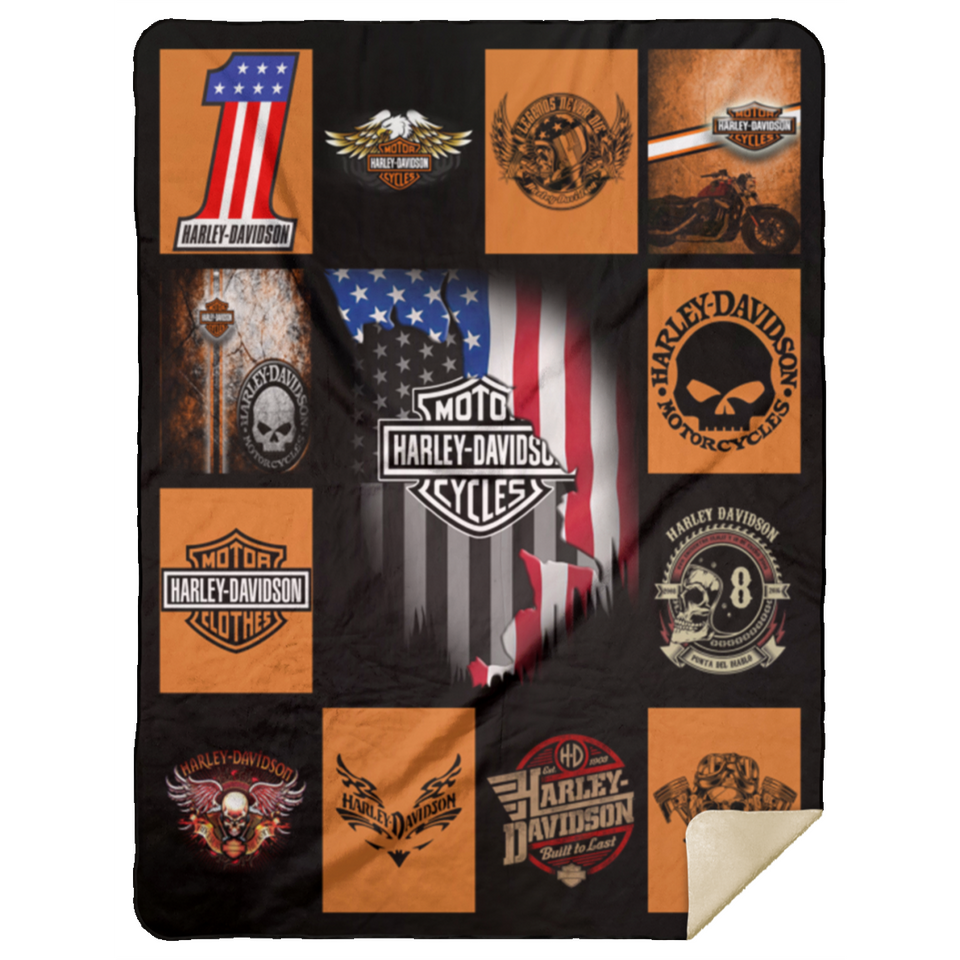 Harley Davidson Like Blanket Harley Davidson For Fan Fleece Sherpa Blanket MSHL Premium Mink Sherpa Blanket 60x80