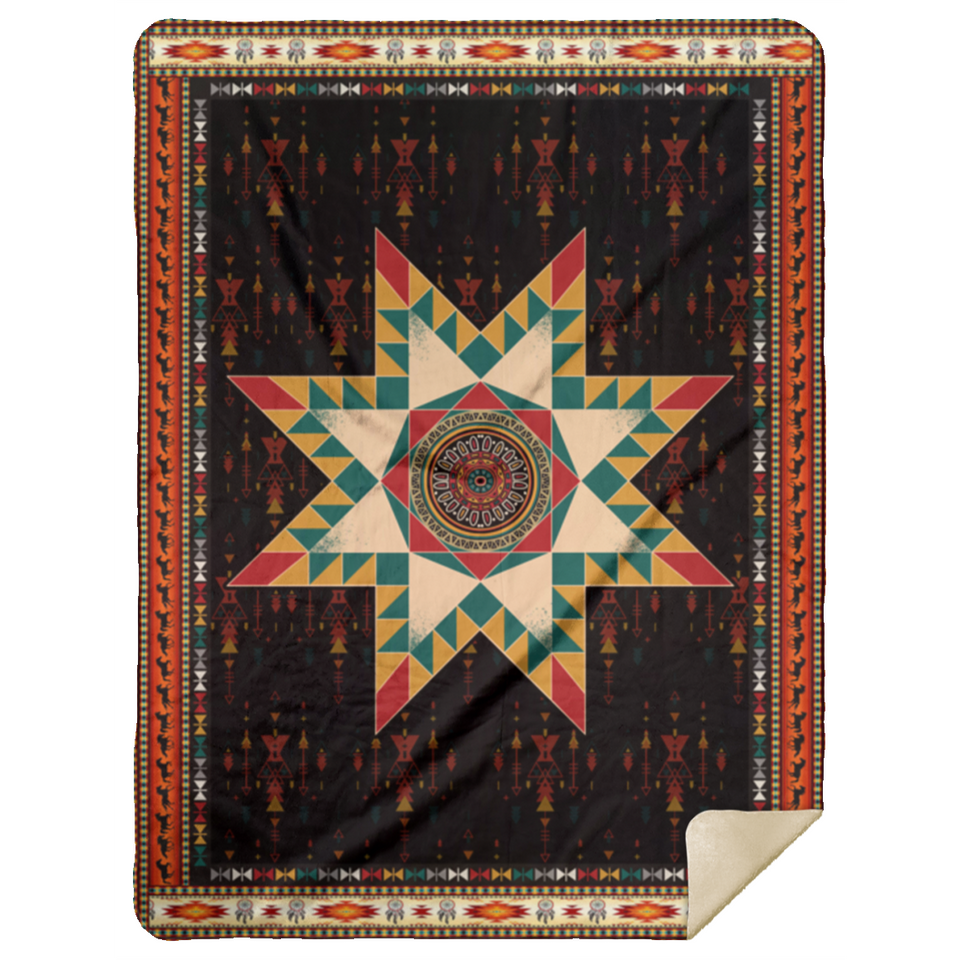 Native American Pattern Washable Blanket, Native American Fleece, Sherpa Blanket - MSHL Premium Mink Sherpa Blanket 60x80