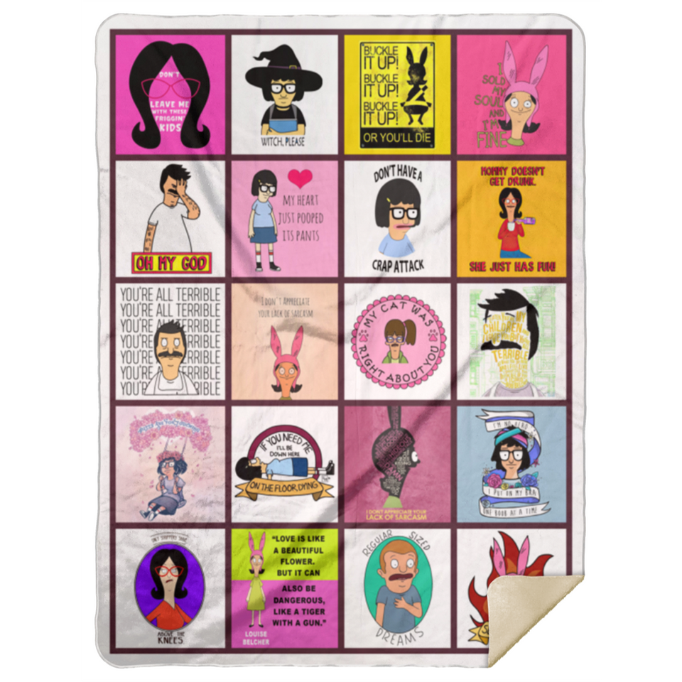 BOBS Burger Fleece Sherpa Blanket Quilt Supper Soft Lightweight Blanket for Bedroom Living Room Sofa - MSHL Premium Mink Sherpa Blanket 60x80