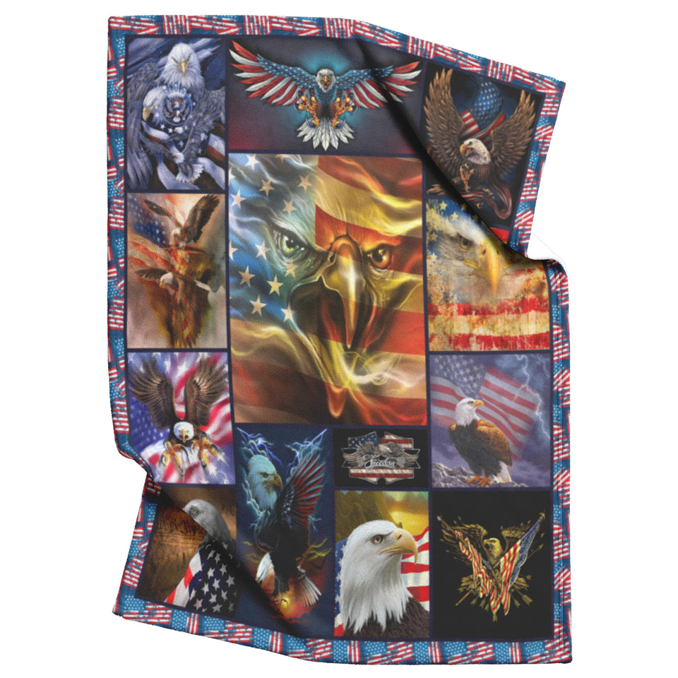 Bald Eagle American Flag Wind 3D Fleece
