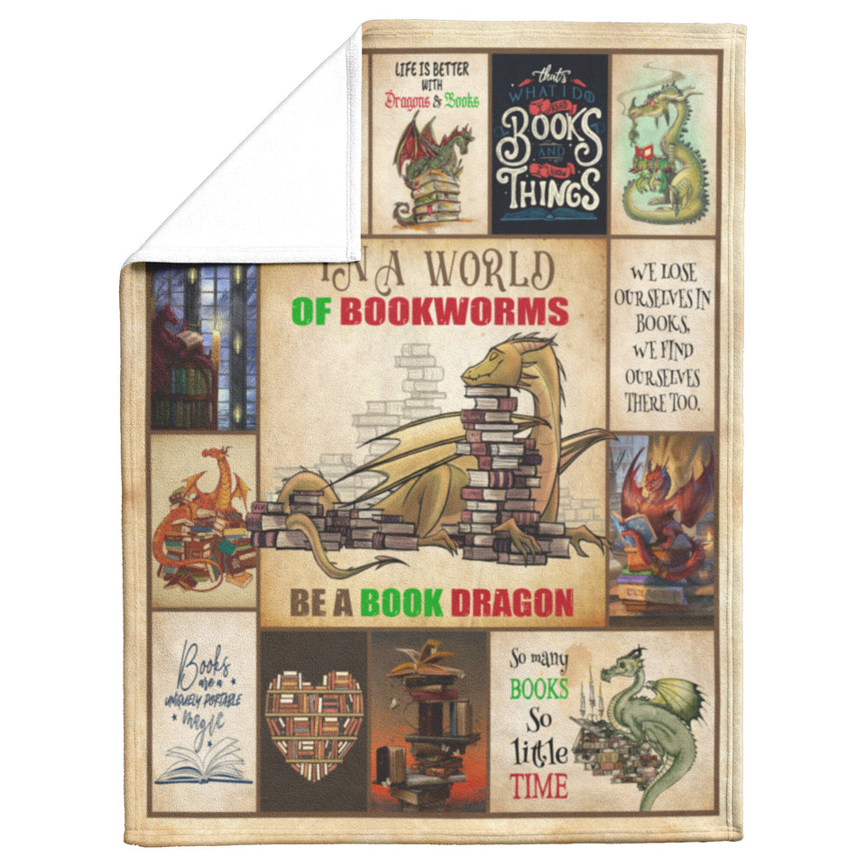 Be A Book Dragon Sherpa Blanket - in A World of Bookworms Dragon Blanket  copy