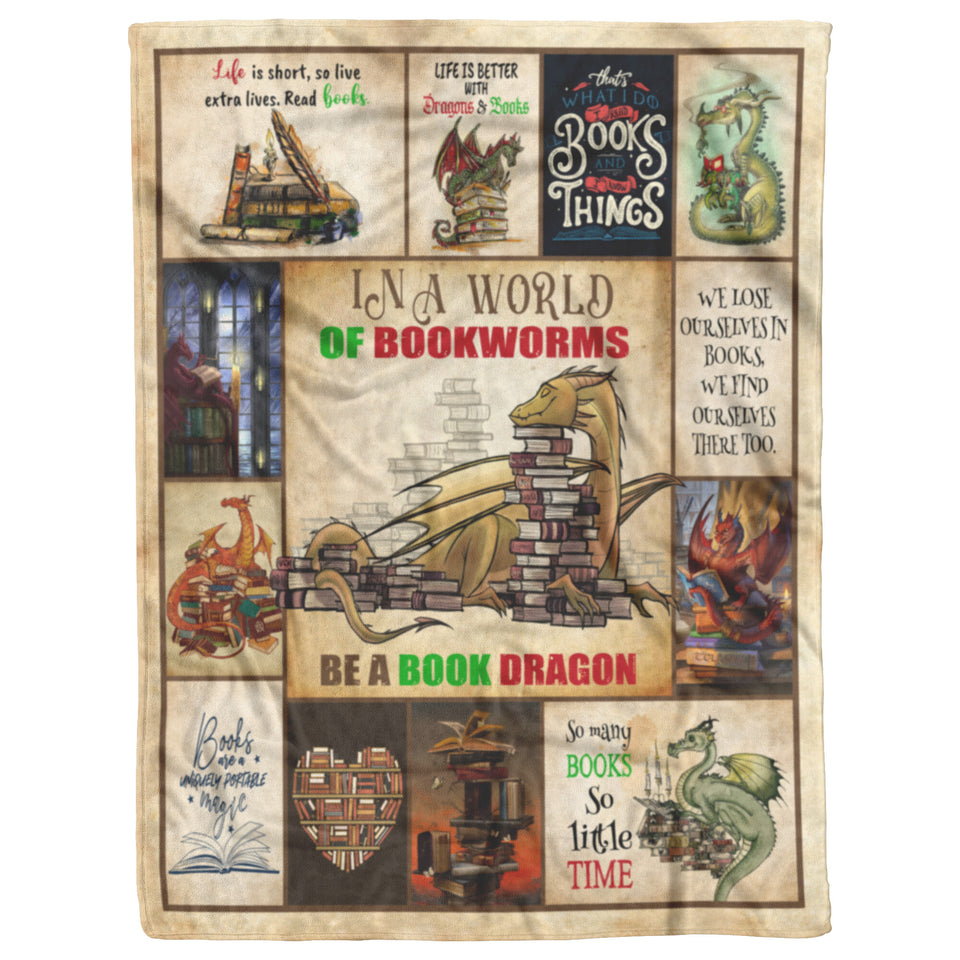 Be A Book Dragon Sherpa Blanket - in A World of Bookworms Dragon Blanket  copy