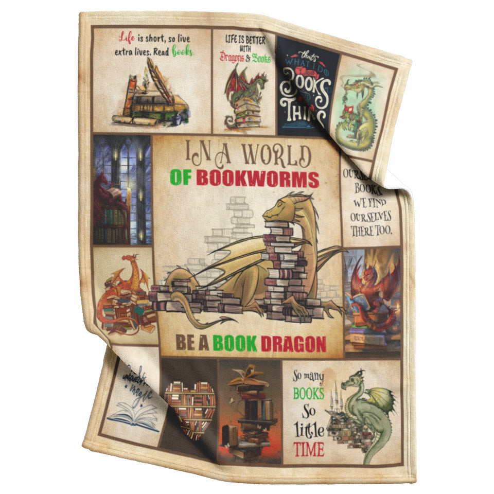 Be A Book Dragon Sherpa Blanket - in A World of Bookworms Dragon Blanket  copy