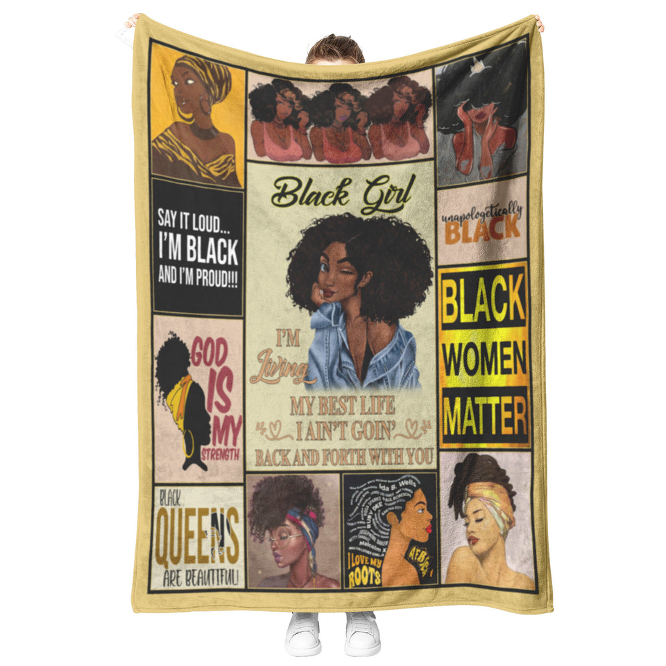 Black Girl Blanket - African American Woman Painting Fleece copy