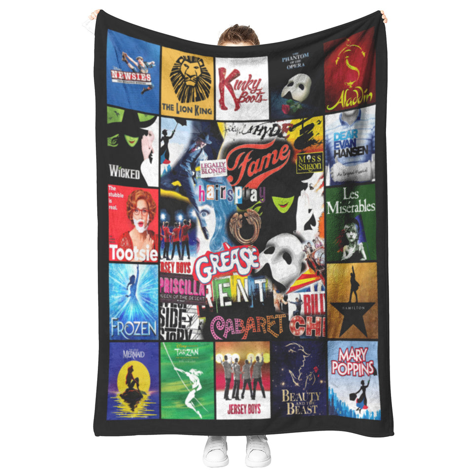 Broadway Musicals Blanket, Broadway theatre Fleece, Sherpa Blanket 50x60