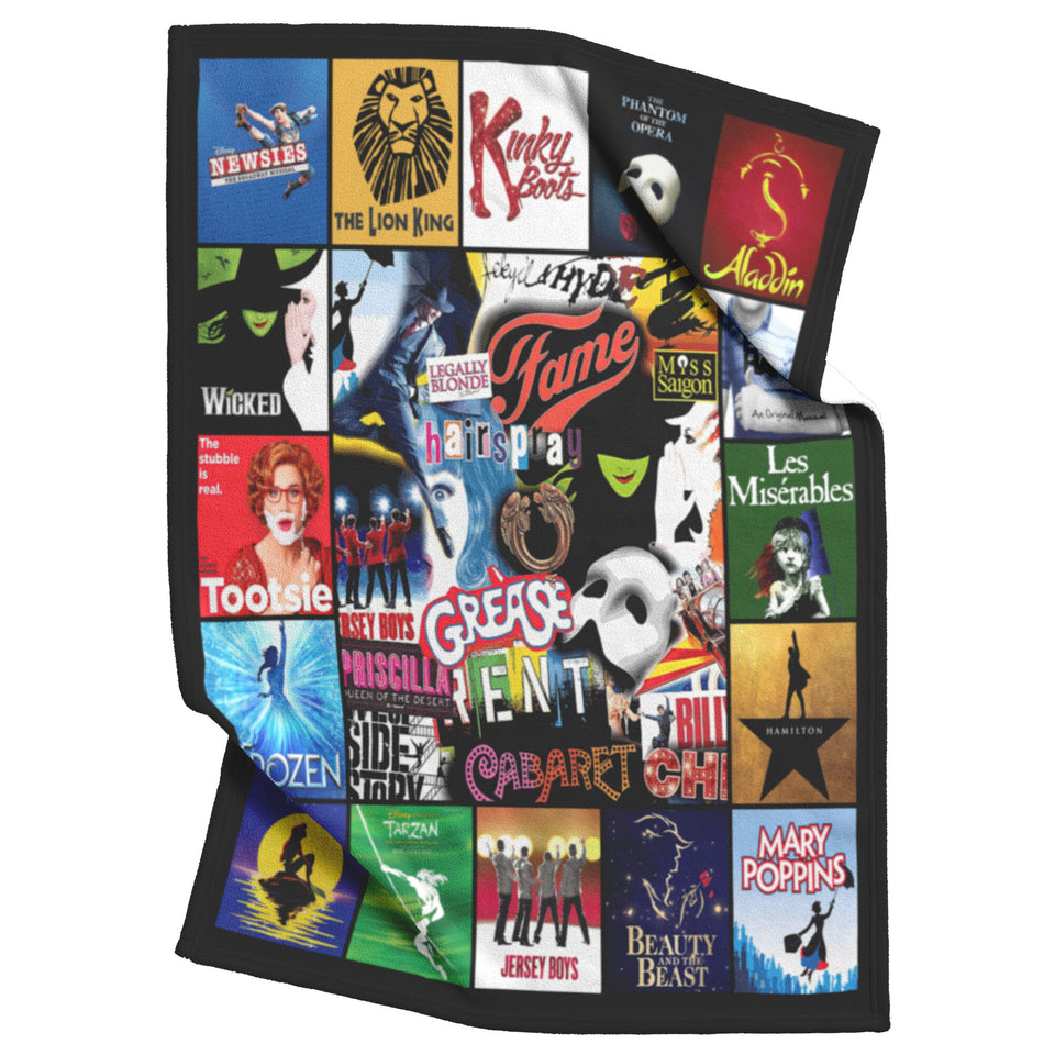 Broadway Musicals Blanket, Broadway theatre Fleece, Sherpa Blanket 50x60