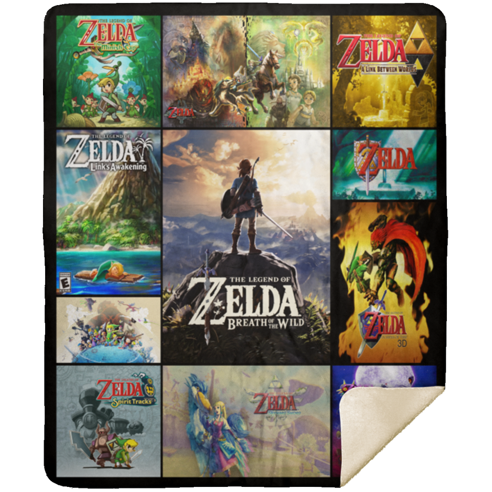 The Legend of Zelda Blanket Link - Zelda Quilt Fleece Sherpa Throw Blanket - MSHM Premium Mink Sherpa Blanket 50x60