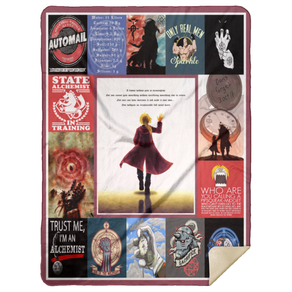 Fullmetal Alchemist Blanket FMA Quotes Quilt Fleece Sherpa Throw Blanket - MSHL Premium Mink Sherpa Blanket 60x80