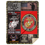 US Marine Corps 2 Veteran 3D Quilt Blanket Fleece Sherpa Throw Blanket - MSHL Premium Mink Sherpa Blanket 60x80