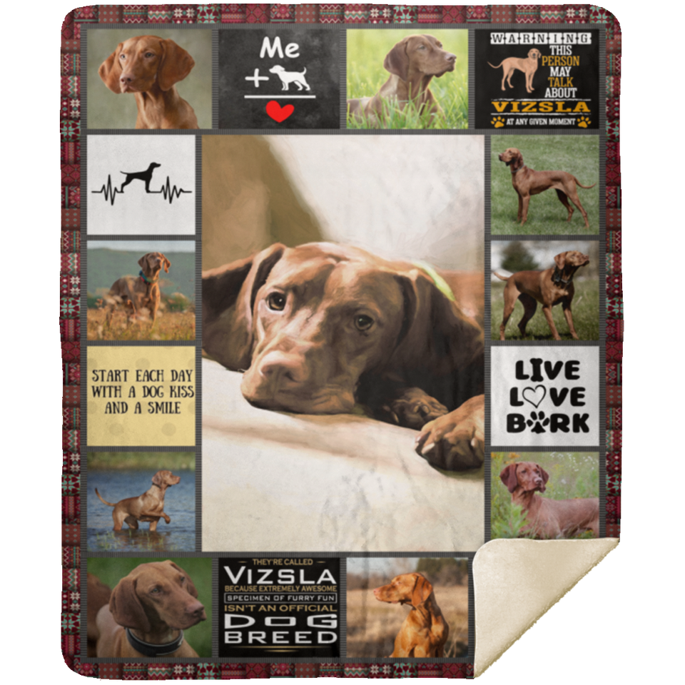 Vizsla Love Each Day Blanket, Vizsla Love Each Day Quilt, Fleece Sherpa Blanket MSHM Premium Mink Sherpa Blanket 50x60