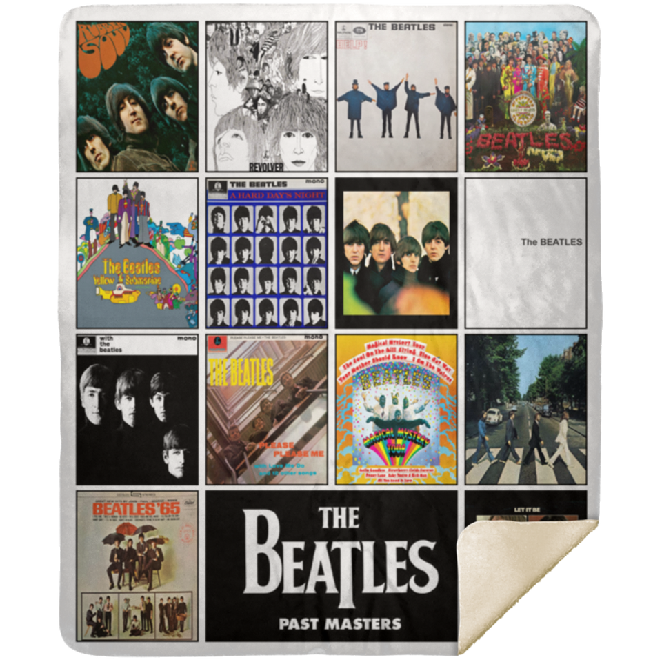 The Beatles Blanket The Beatles Albums Quilt Fleece Sherpa Throw - MSHM Premium Mink Sherpa Blanket 50x60