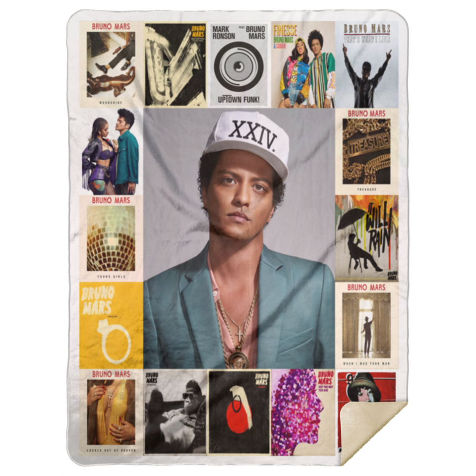 Bruno Mars Quilt Fleece Sherpa Throw Blanket for Bedroom Living Room Sofa MSHL Premium Mink Sherpa Blanket 60x80