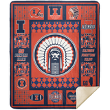 Illinois Fighting Illini Ver1 Blanket Fleece Sherpa Throw Blanket for Bedroom MSHM Premium Mink Sherpa Blanket 50x60