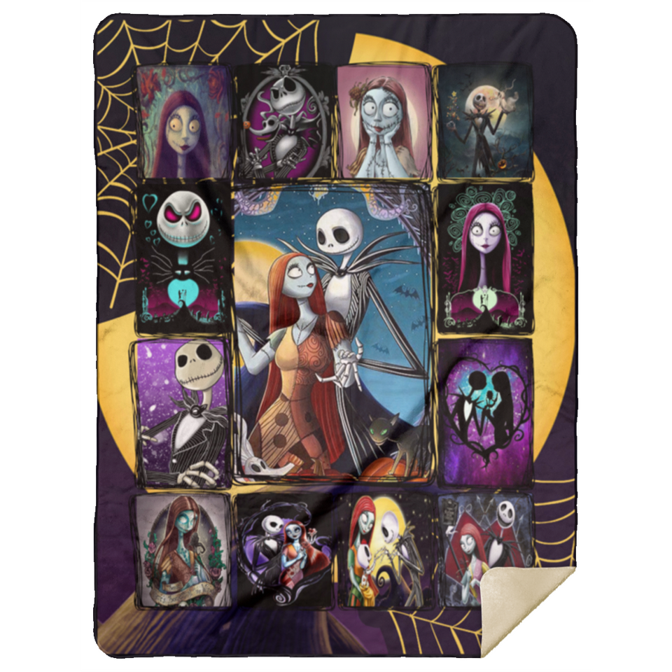 The Nightmare Before Christmas Blanket, Jack & Sally Fleece, Sherpa Blanket - MSHL Premium Mink Sherpa Blanket 60x80