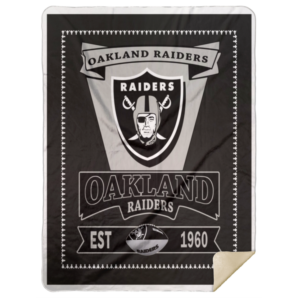 Oakland Raiders Blanket Fleece Sherpa Throw Blanket Quilt Blanket MSHL Premium Mink Sherpa Blanket 60x80