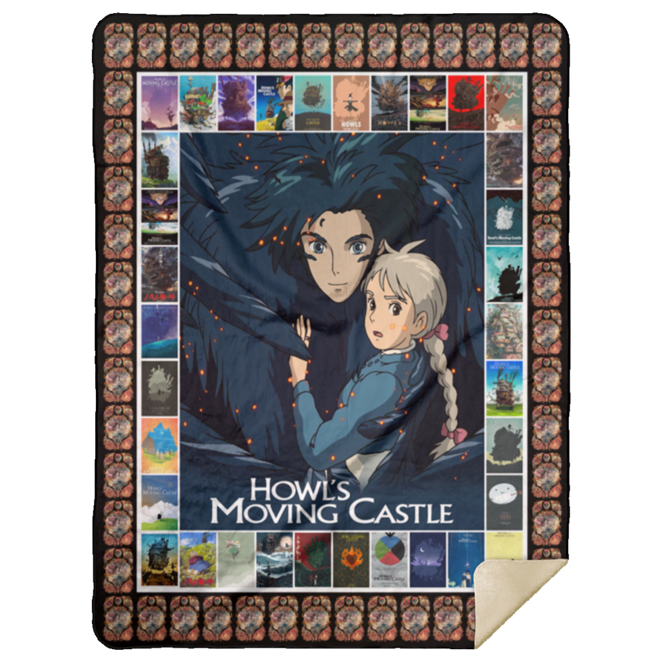 Howl’s Moving Castle Blanket, Howl’s Moving Castle Fleece, Sherpa Blanket Ver 4 MSHL Premium Mink Sherpa Blanket 60x80