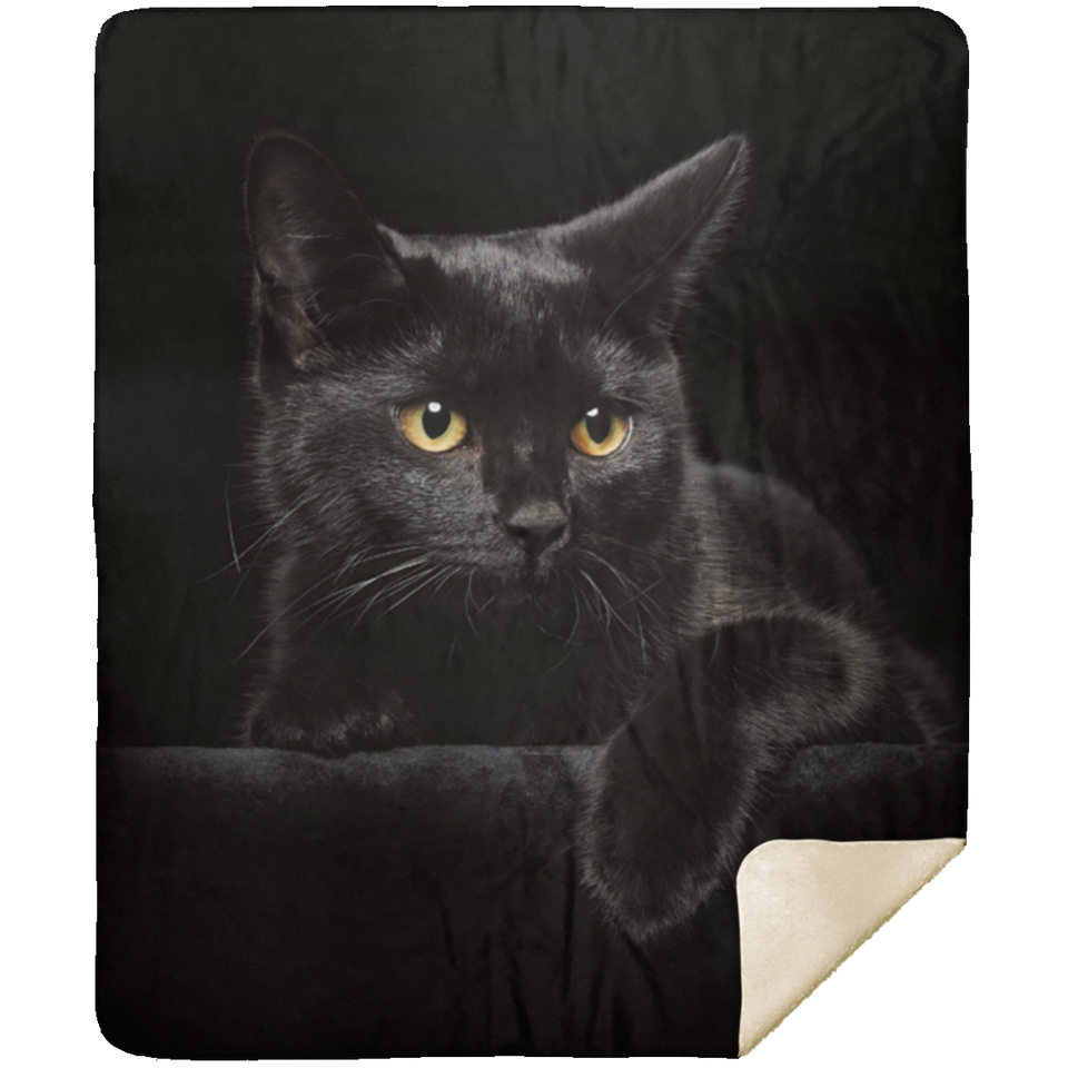 Halloween Black Cat Blanket Soft Fleece Sherpa Blankets Gifts, Black Cat  - MSHM Premium Mink Sherpa Blanket 50x60