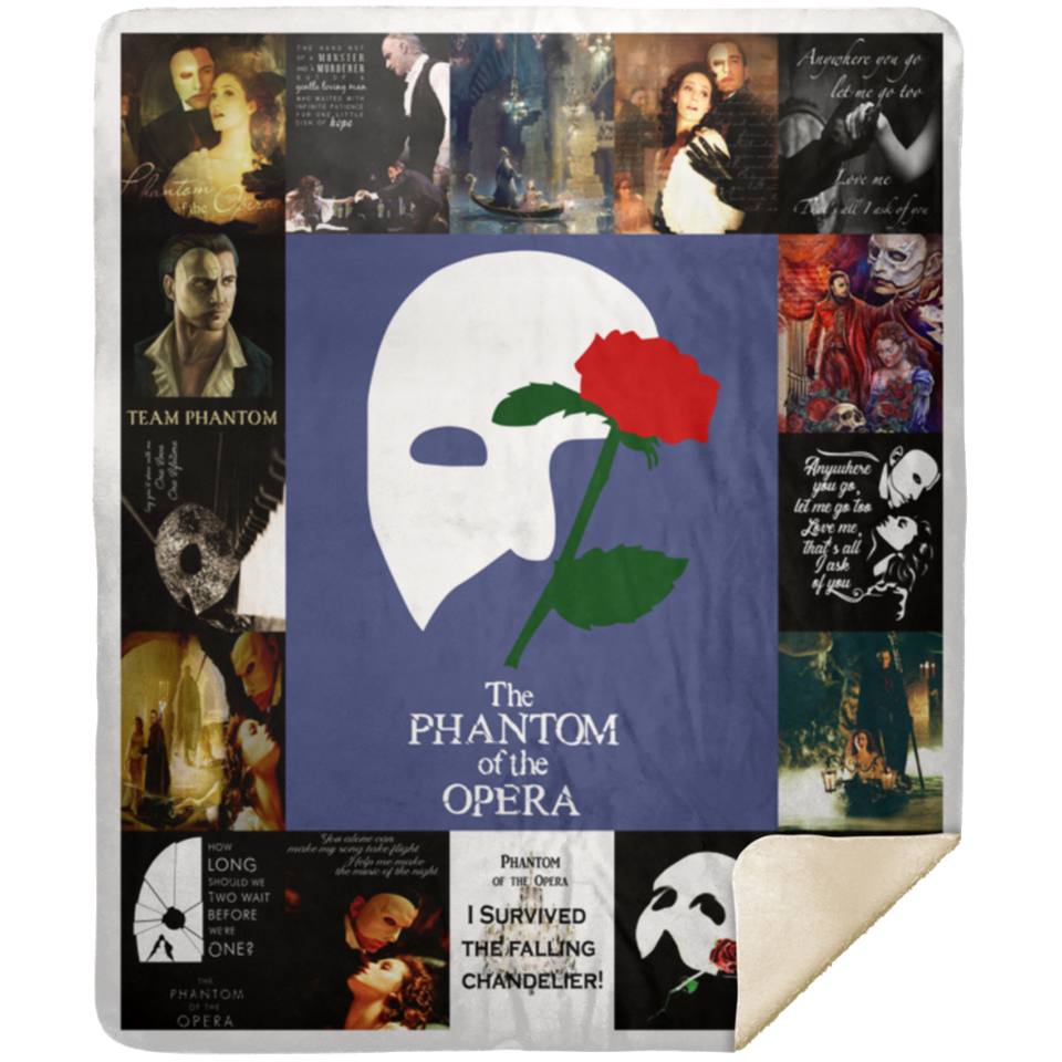 Roadway The Phantom Of The Opera Musical Blanket Quilt Fleece Sherpa Throw MSHM Premium Mink Sherpa Blanket 50x60