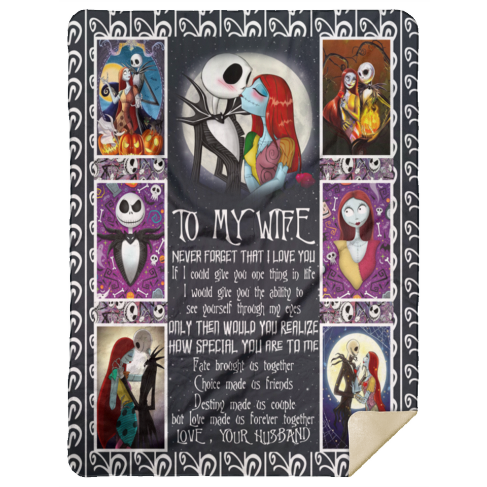 The Nightmare Before Christmas Fleece, Sherpa Blanket, To My Wife Quilt - MSHL Premium Mink Sherpa Blanket 60x80