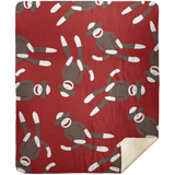 Red Sock Monkey Print Blanket Soft Fleece Throw Blanket Red Sock Monkey Blanket - MSHM Premium Mink Sherpa Blanket 50x60