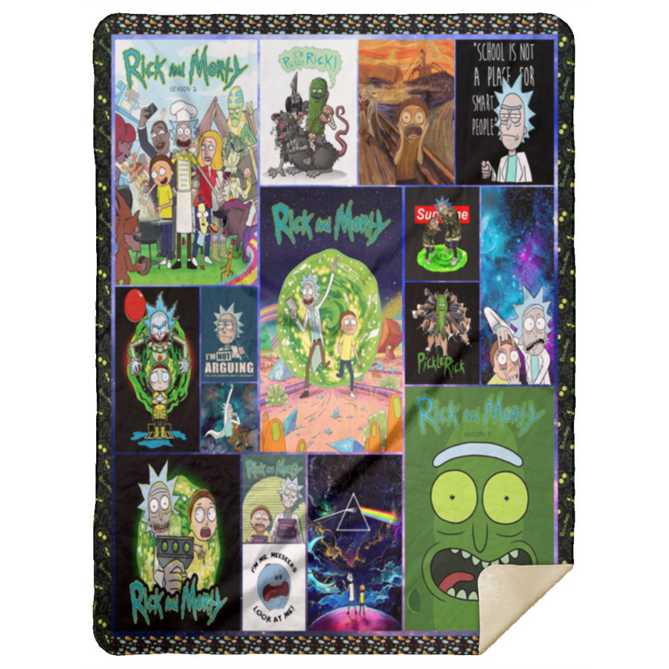Rick and Morty Blanket, Rick and Morty Fleece, Sherpa Blanket Gift Ideas MSHL Premium Mink Sherpa Blanket 60x80