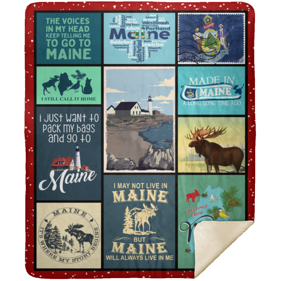 Maine Blanket, Maine State Fleece, Sherpa Blanket, Made In Maine MSHM Premium Mink Sherpa Blanket 50x60