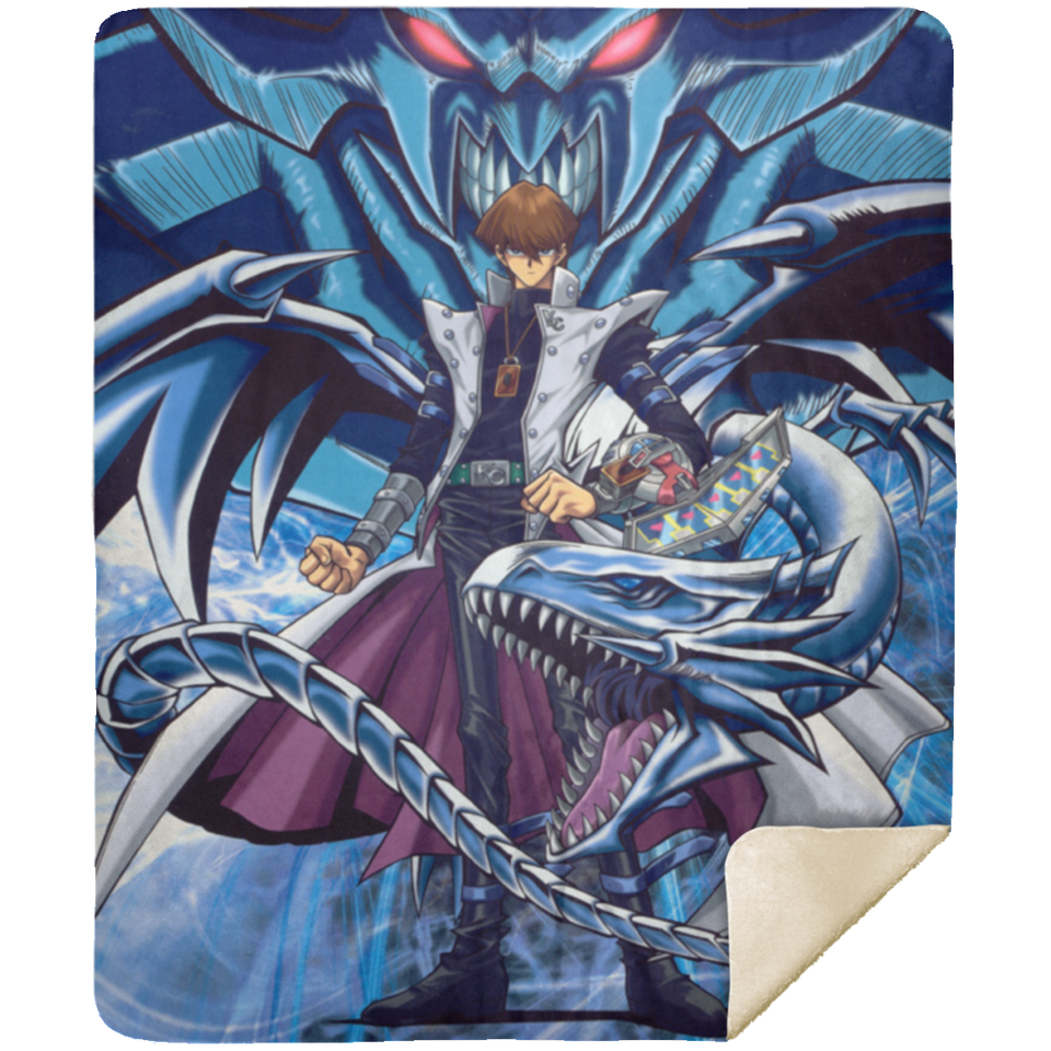 Seto Kaiba - Yu-gi-oh Blanket Blue-Eyes White Dragon Quilt Fleece Sherpa Throw MSHM Premium Mink Sherpa Blanket 50x60