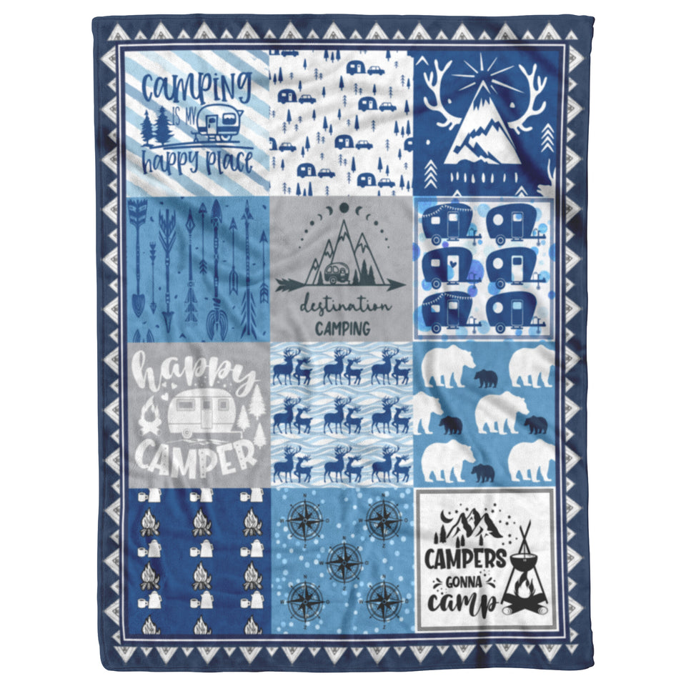 Camper Gifts Blanket - Blue Camper Throw Blankets