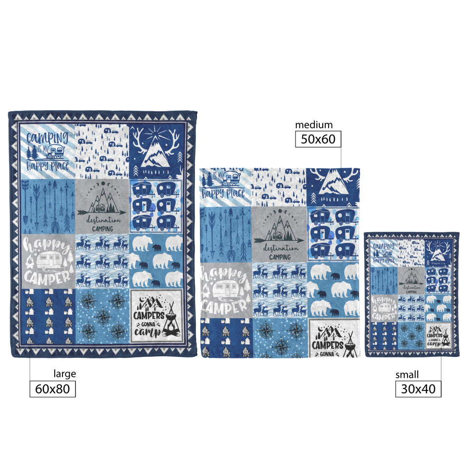 Camper Gifts Blanket - Blue Camper Throw Blankets