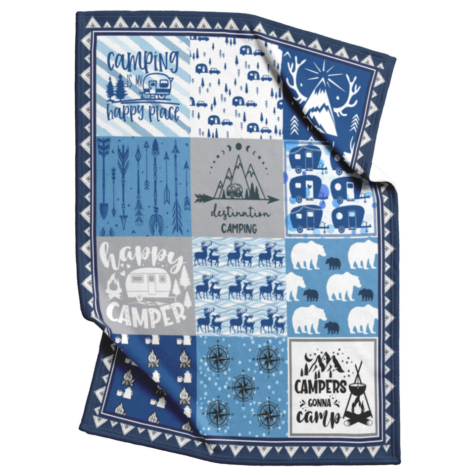 Camper Gifts Blanket - Blue Camper Throw Blankets