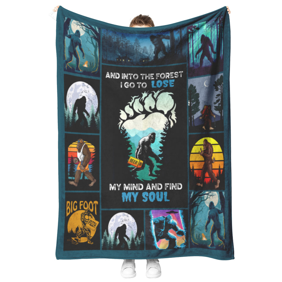 Camping - Bigfoot, Into The Forest I Go to Find My Soul Blanket copy