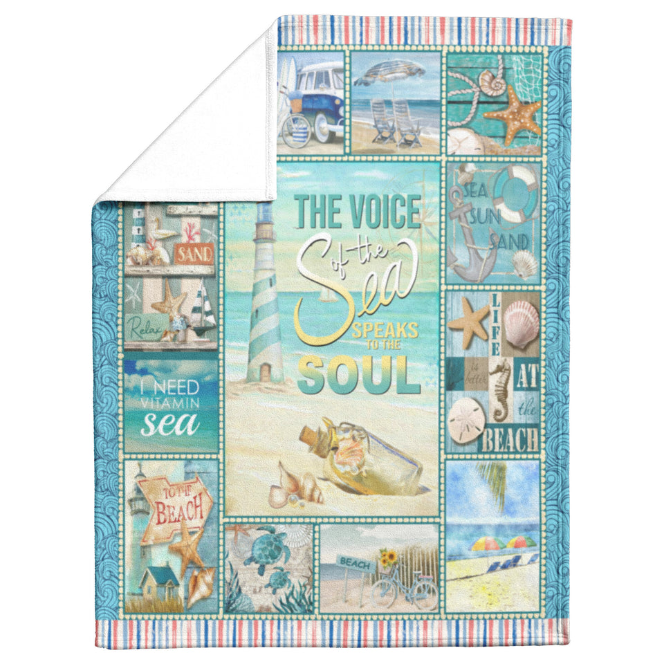 Coastal Blanket Beach The Voice of The Sea Speaks to The Soul Blanket 50x60