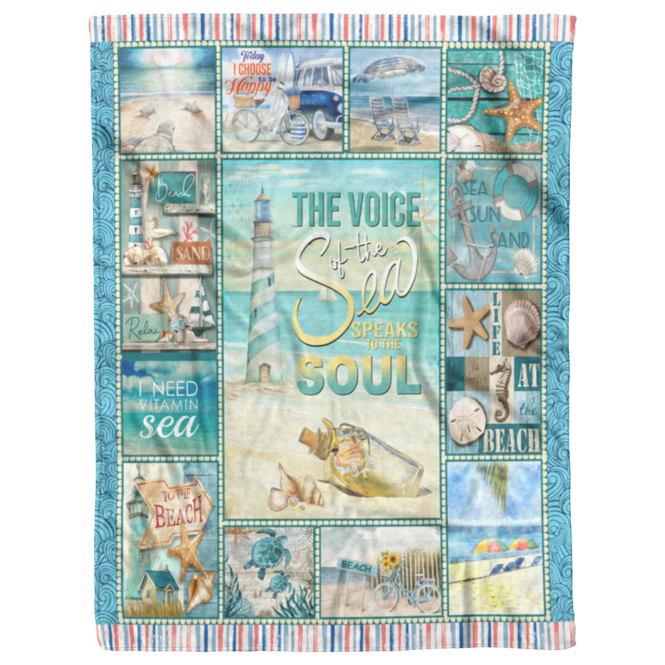Coastal Blanket Beach The Voice of The Sea Speaks to The Soul Blanket 50x60