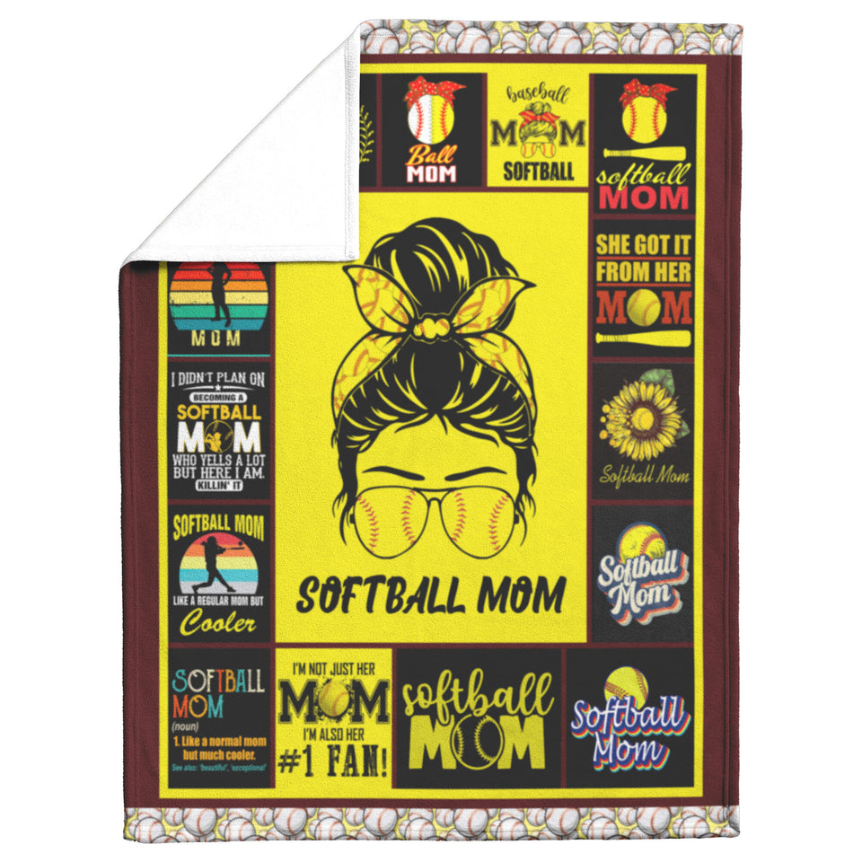 Couch Softball Player Mom Flannel Plush Blanket copy