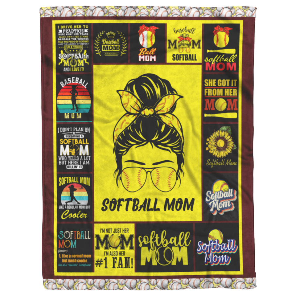 Couch Softball Player Mom Flannel Plush Blanket copy