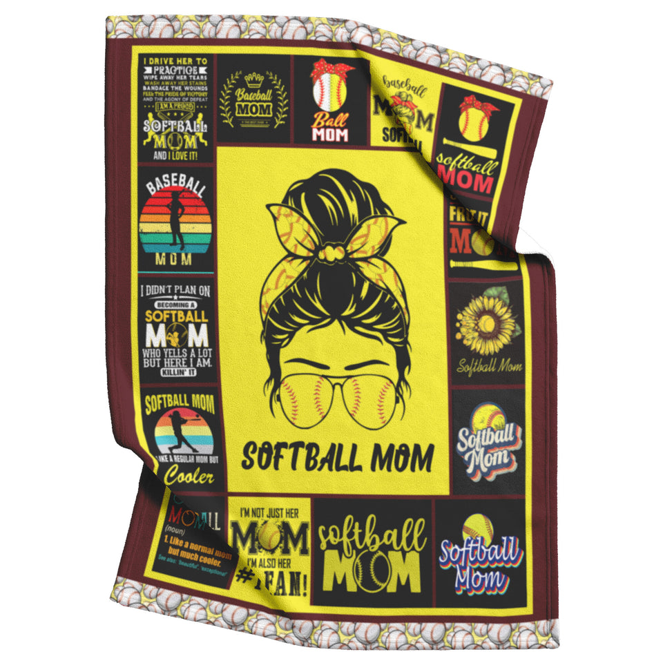 Couch Softball Player Mom Flannel Plush Blanket copy