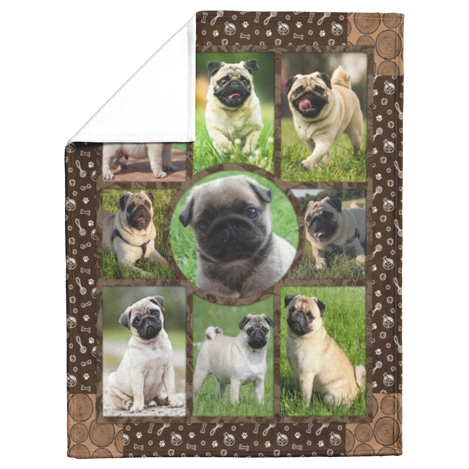 Cute Pug Dogs Blanket, Pug Dog Lovers Quilt copy