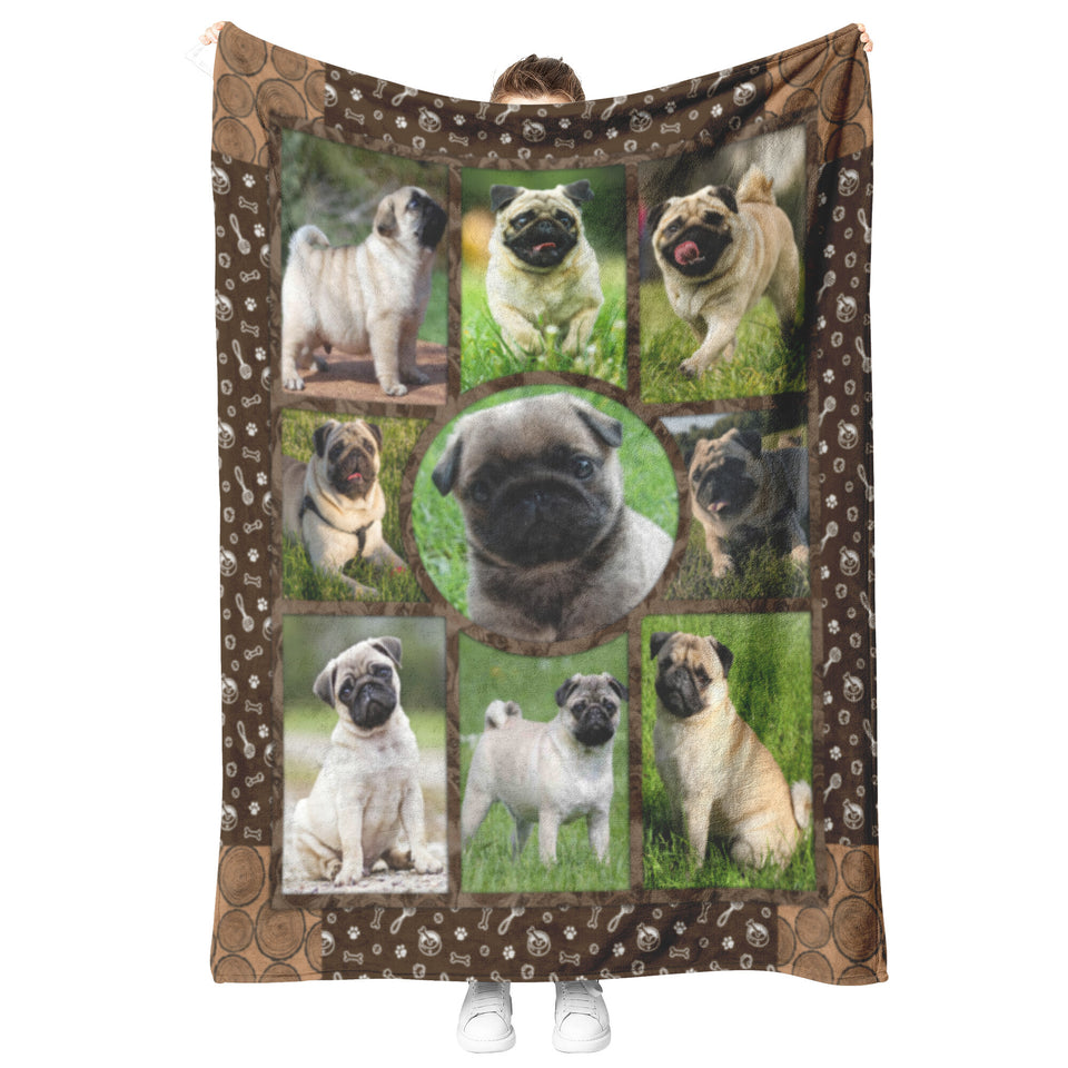 Cute Pug Dogs Blanket, Pug Dog Lovers Quilt copy