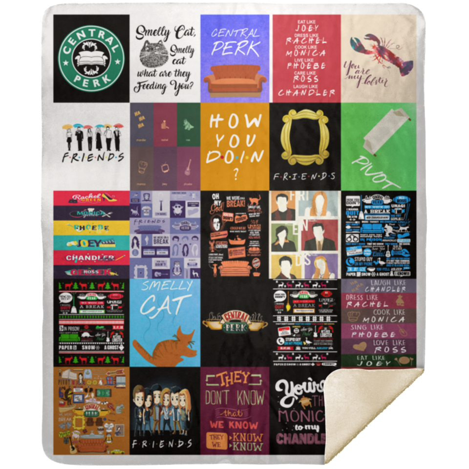 Friends Blanket, Friends Tv Show Signature Actors Thank You for The Memories Best Gift Christmas Blanket - Fleece Sherpa Blanket - Version 6 - MSHM Premium Mink Sherpa Blanket 50x60