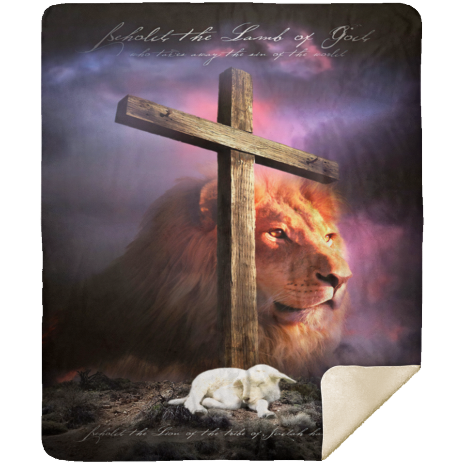 Mr.Jyotis Lion of Judah, Lamb of God Blanket, Soft Fleece, Sherpa Blankets Gift for Christmas - MSHM Premium Mink Sherpa Blanket 50x60