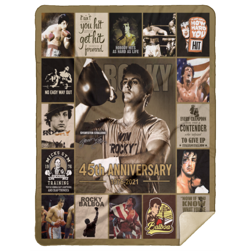 Rocky Balboa Blanket, Rocky Balboa 45th Anniversary Fleece, Sherpa Blanket - MSHL Premium Mink Sherpa Blanket 60x80