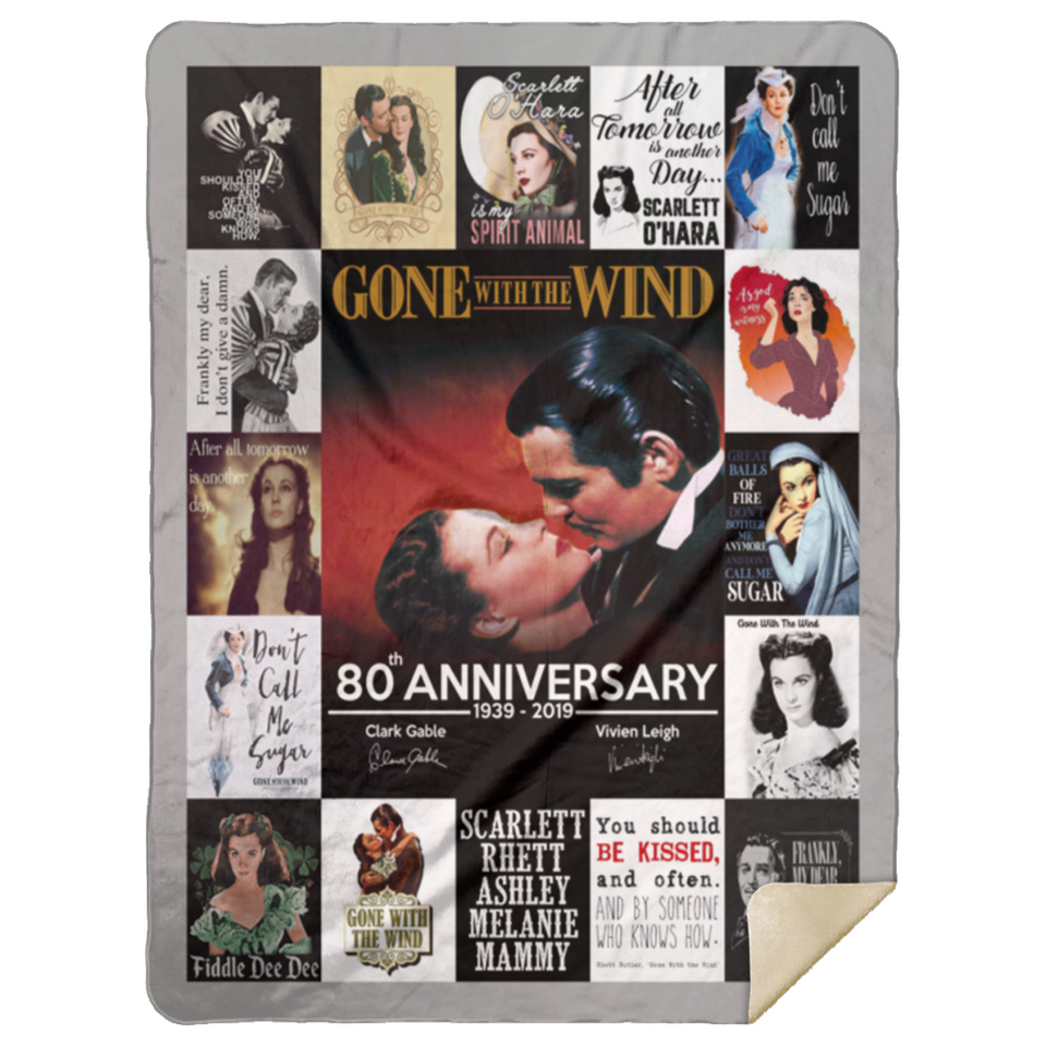 Gone With The Wind Quilt Fleece Sherpa Throw Blanket for Bedroom Living Room	 Gone With The Wind Quilt Fleece Sherpa Throw Blanket for Bedroom Living Room - MSHL Premium Mink Sherpa Blanket 60x80