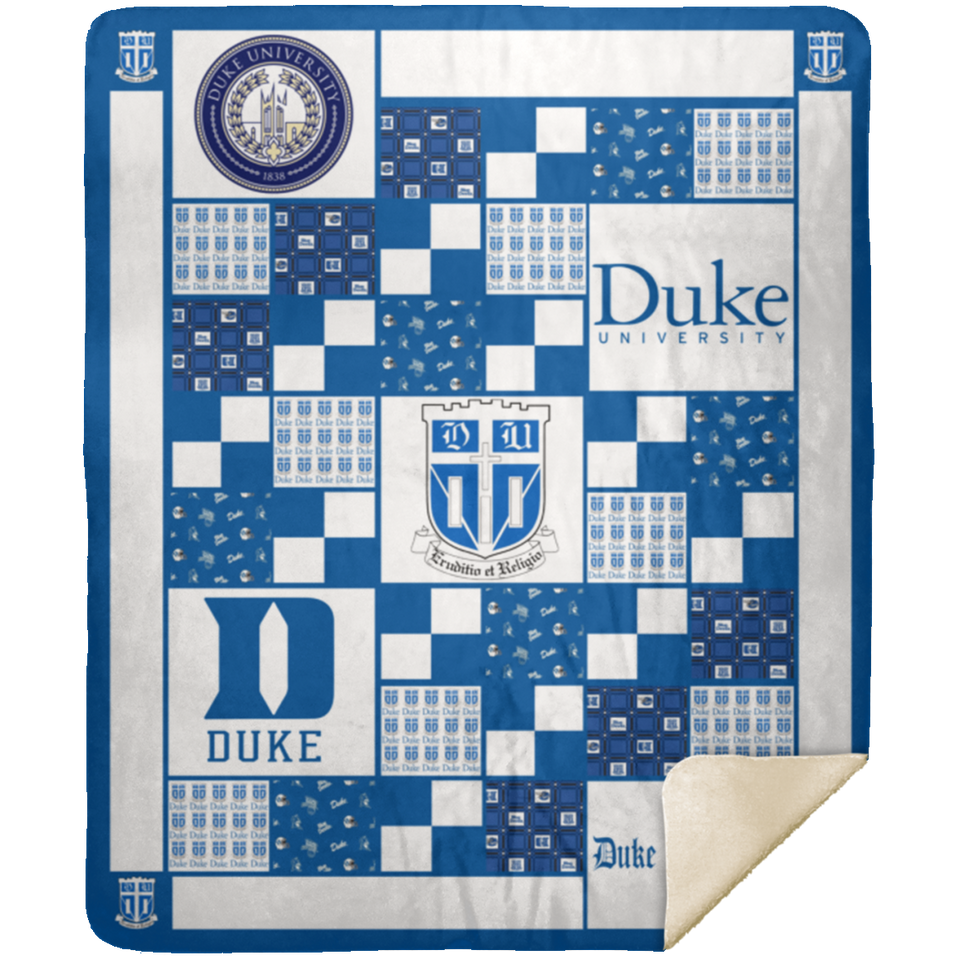 Duke Blue Devils 1 Blanket Fleece Sherpa Throw Blanket for Bedroom Sofa - MSHM Premium Mink Sherpa Blanket 50x60