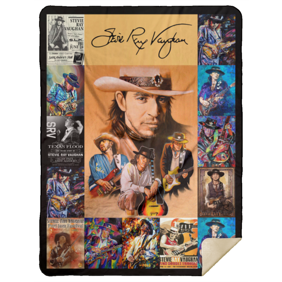 Stevie Ray Vaughan Blanket, Stevie Ray Vaughan For Fans Fleece, Sherpa Blanket - MSHL Premium Mink Sherpa Blanket 60x80