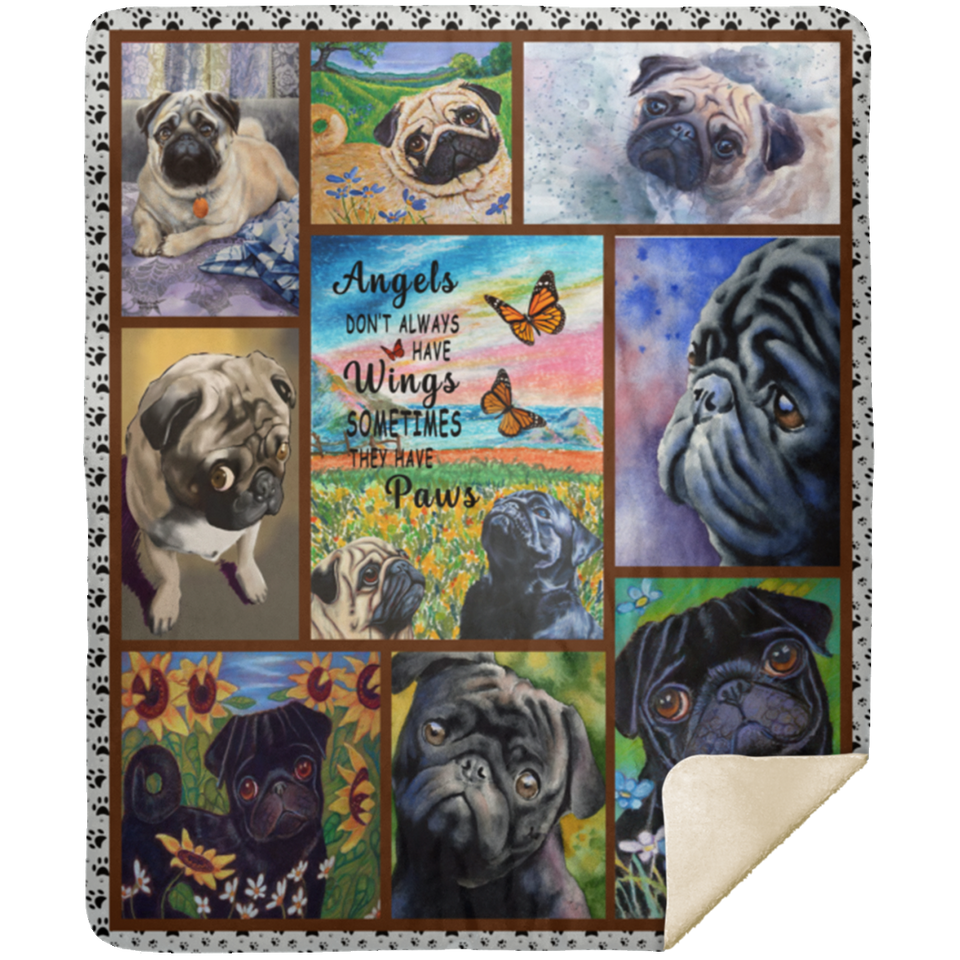 Pug Blanket Dog Blanket Fleece Sherpa Throw Quilt Blanket for Bedroom Sofa - MSHM Premium Mink Sherpa Blanket 50x60